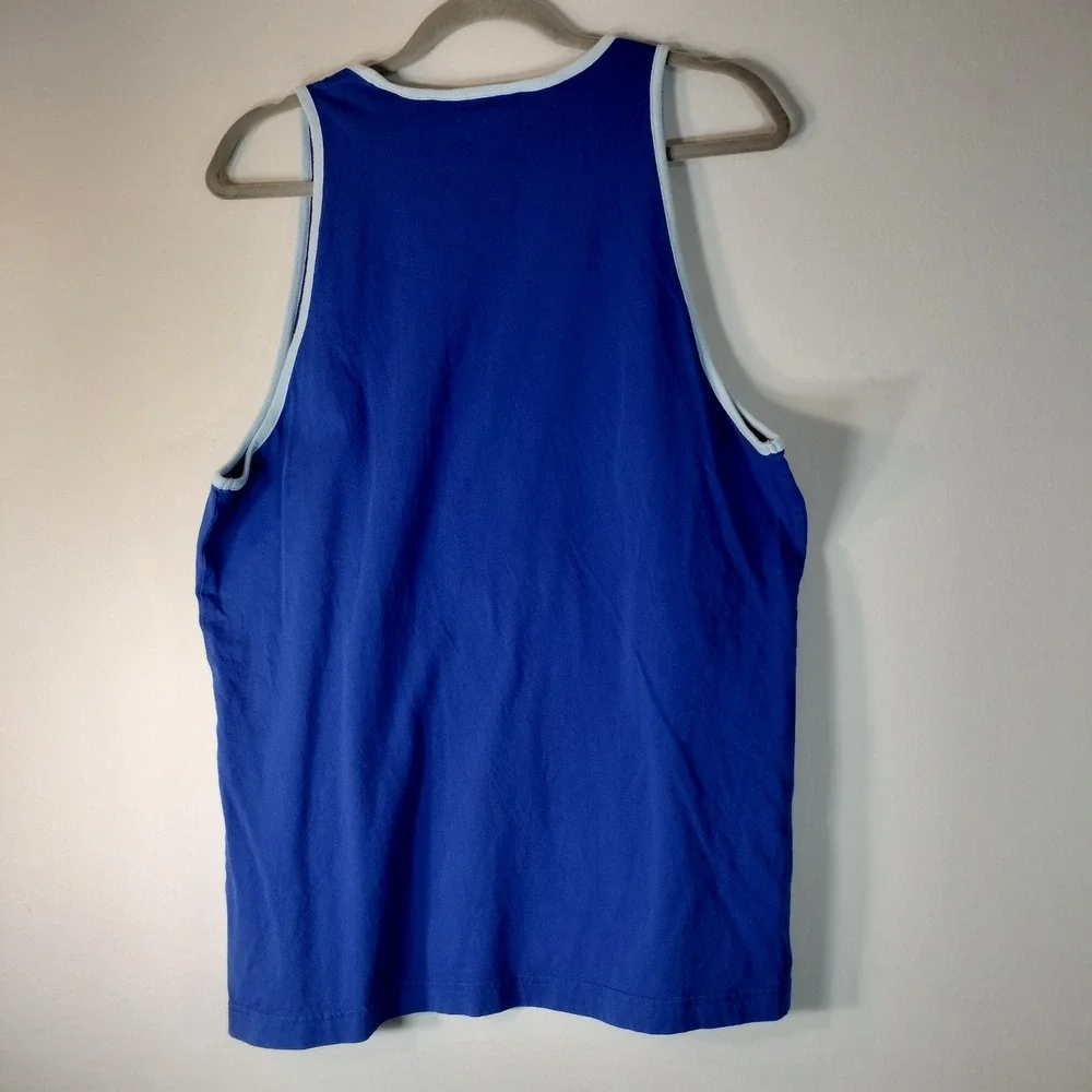 Original Penguin Mens XL Blue Ringer Tank Top Sleeveless Cotton